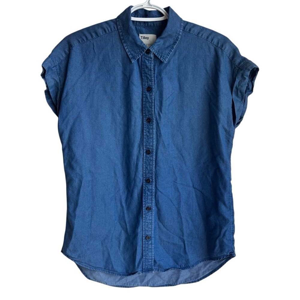 Tilley Women’s Small Chambray Button-Up Shirt — Short Sleeve Lightweight Top